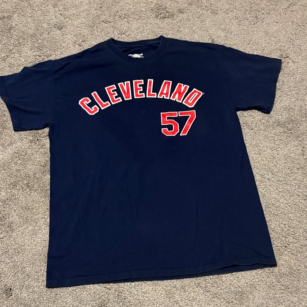 Cleveland #57 Bieber MLB Genuine Merchandise Black Apparel